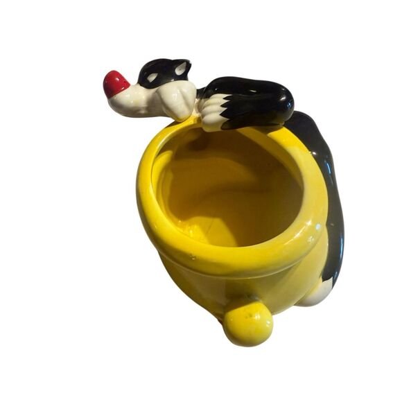 Vintage Looney Tunes Sylvester the Cat Tweety Ceramic Planter Bowl Candy Dish Wa - Picture 1 of 16